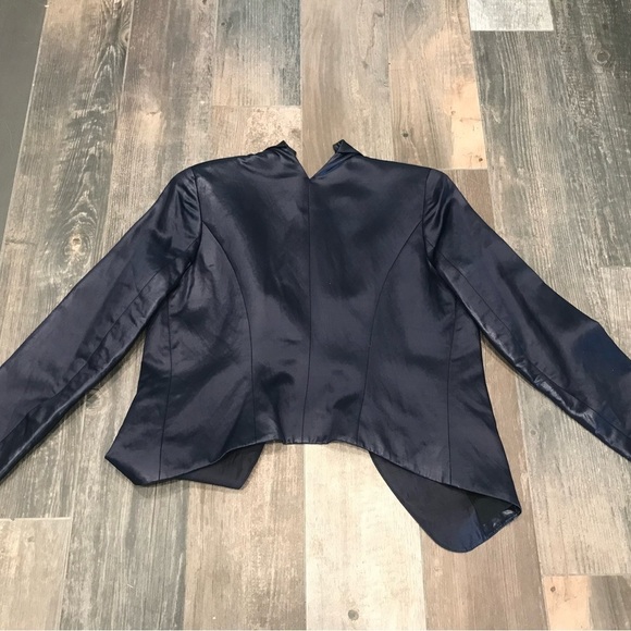 Theyskens Theory cupro Tuxedo Blazer SZ Small? Navy Blue $690 - Picture 8 of 9